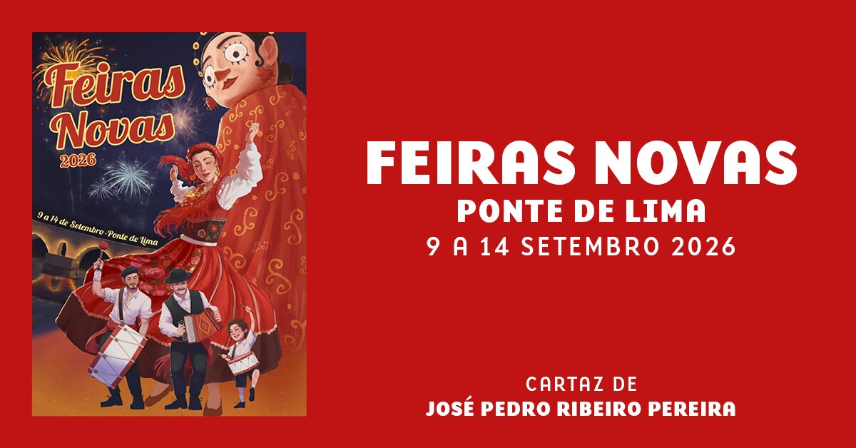Official banner for Feiras Novas 2026 in Ponte de Lima.