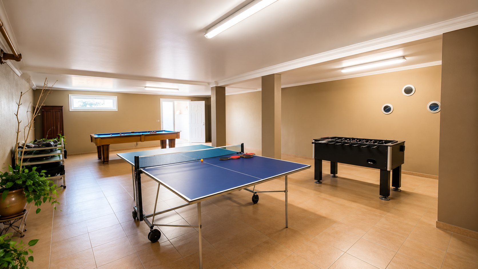 Games room with table tennis and billiards at CM87