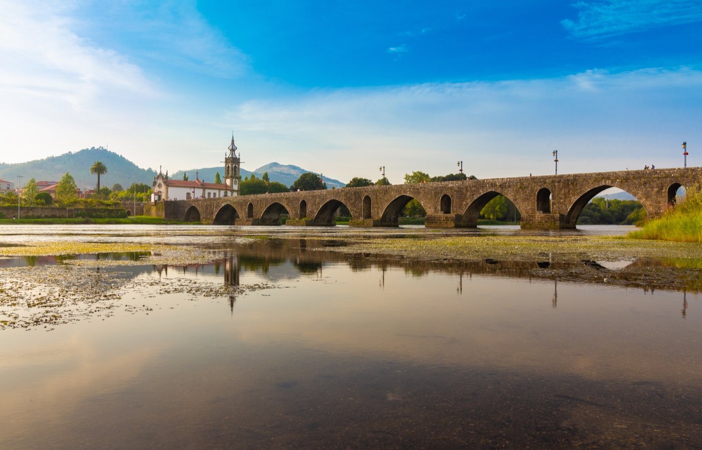 Historic bridge and river in Ponte de Lima